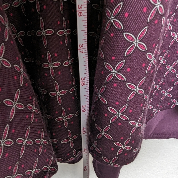 Anthropology Maeve Gillian Abstract Dress Purple Wine XL Ruffle Hem Relaxed Fit - Picture 6 of 8